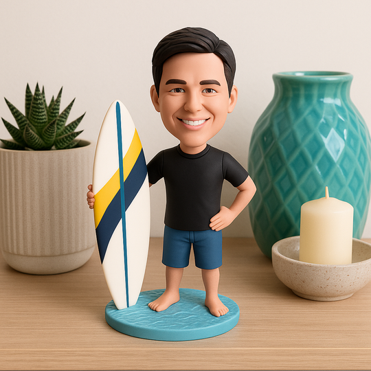 Custom Surfer Bobblehead – Personalized Surfing Figurine & Unique Beach Gift