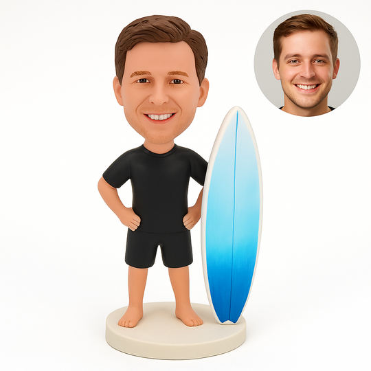 Custom Surfer Bobblehead – Personalized Surfing Figurine & Unique Beach Gift