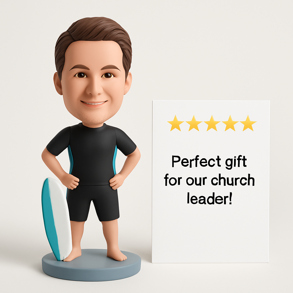 Custom Surfer Bobblehead – Personalized Surfing Figurine & Unique Beach Gift
