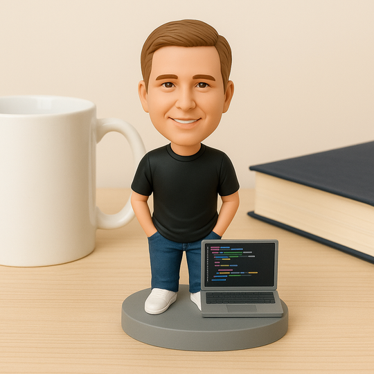 Custom Software Developer Bobblehead – Personalized Programmer Figurine Gift