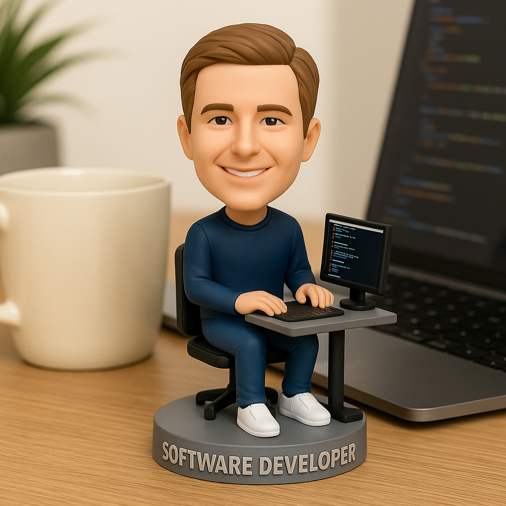 Custom Software Developer Bobblehead – Personalized Programmer Figurine Gift