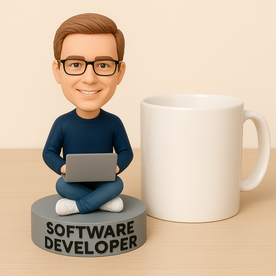 Custom Software Developer Bobblehead – Personalized Programmer Figurine Gift