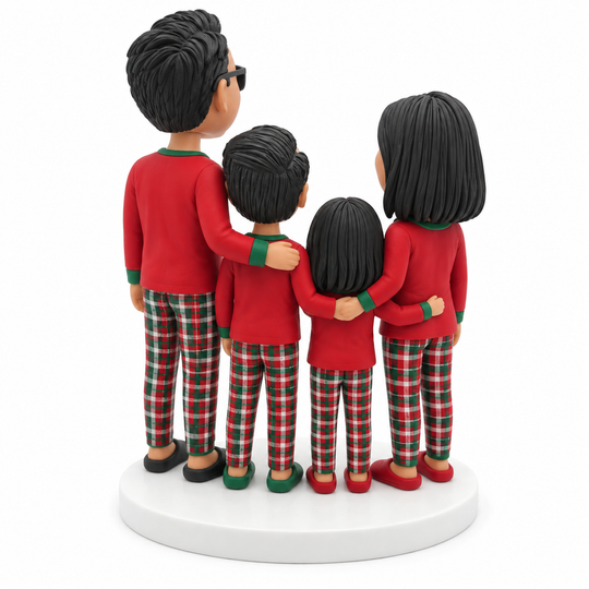 Custom Family Christmas Bobblehead – Personalized Holiday Figurine with Kids & Pets