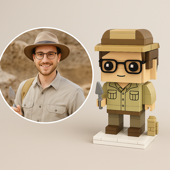 Custom Archaeologist Brick Figurine – Personalized Explorer Mini Figure | Gift for Archaeologists, History Lovers & Adventure Fans