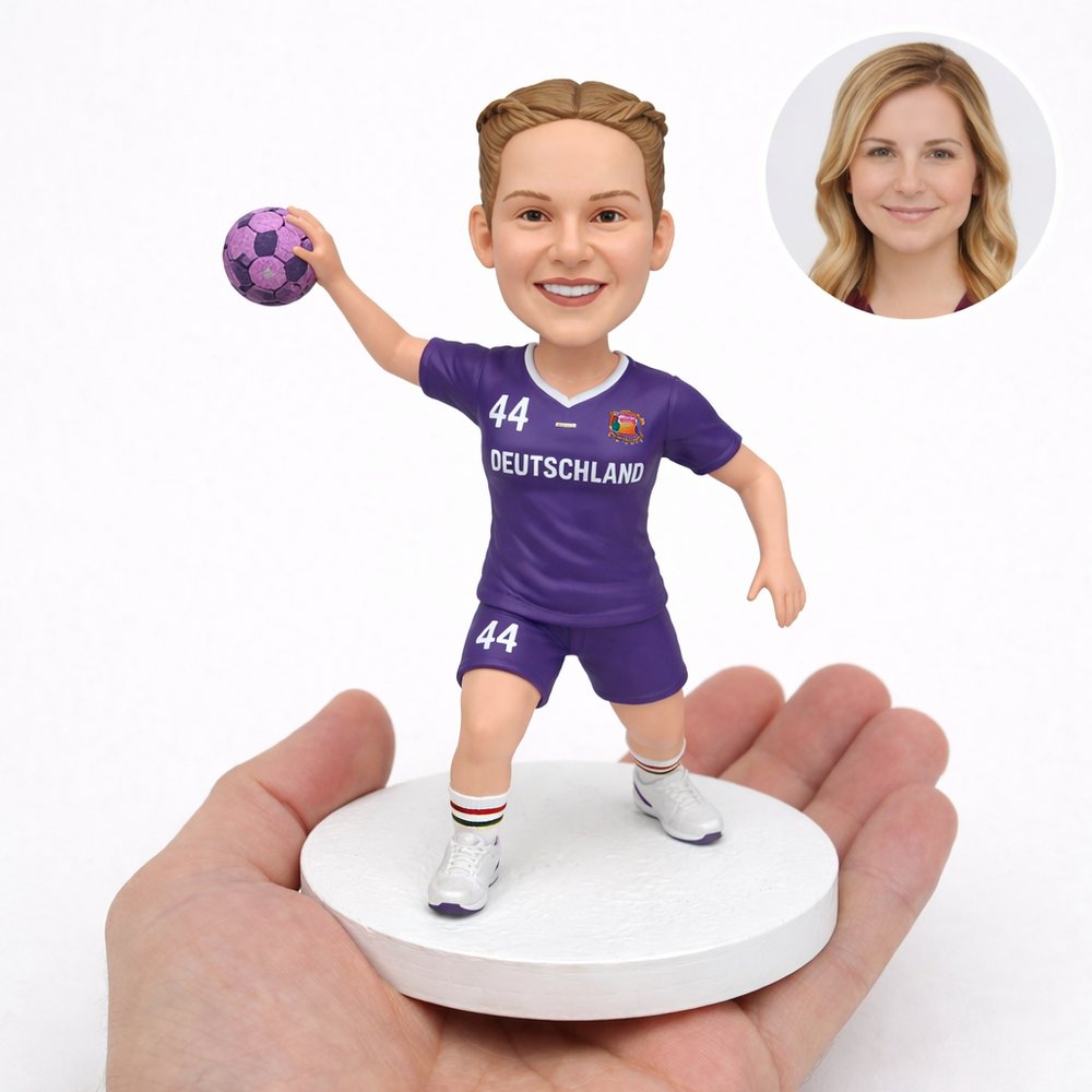 Custom Handball Player Bobblehead with Photo – Personalized Sports Figurine Gift