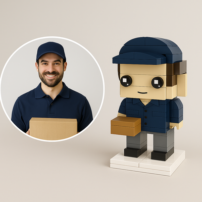 Custom Deliveryman Brick Figurine – Personalized Courier Mini Figure | Gift for Delivery Drivers, Couriers & Everyday Heroes