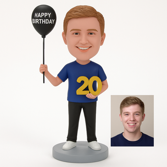 Custom Bobble Head Mini Figurine 20th Birthday Custom Bobblehead