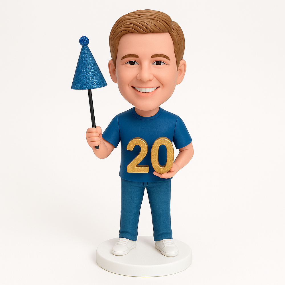 Custom Bobble Head Mini Figurine 20th Birthday Custom Bobblehead