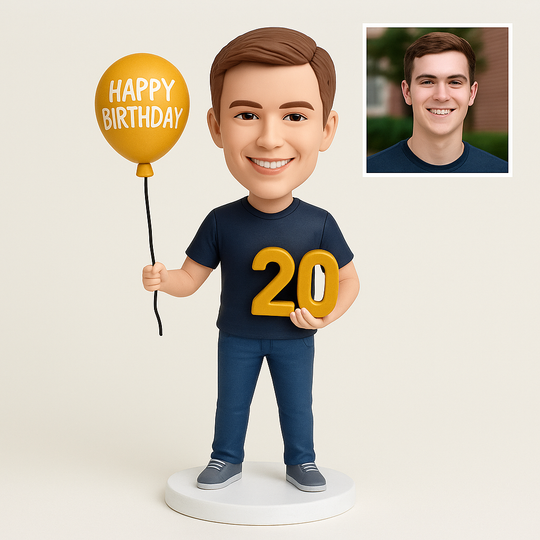 Custom Bobble Head Mini Figurine 20th Birthday Custom Bobblehead