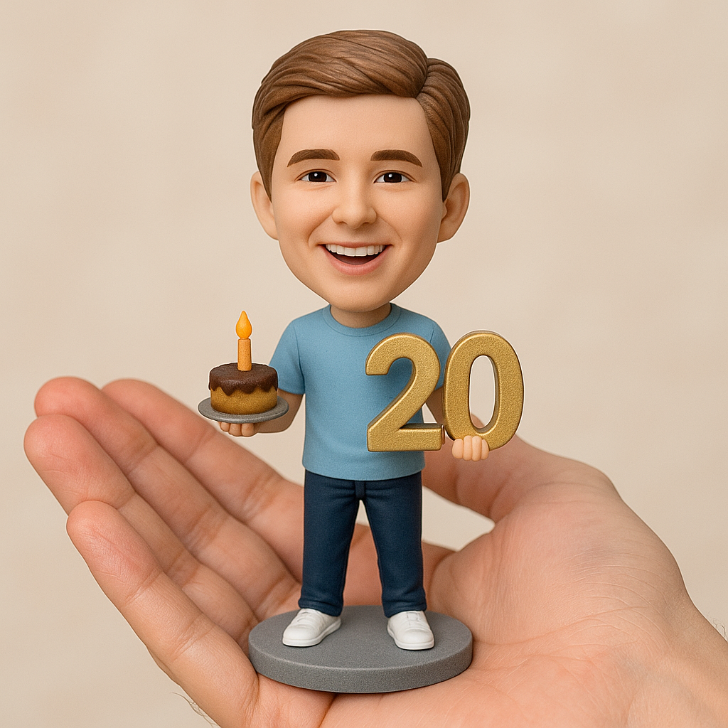 Custom Bobble Head Mini Figurine 20th Birthday Custom Bobblehead