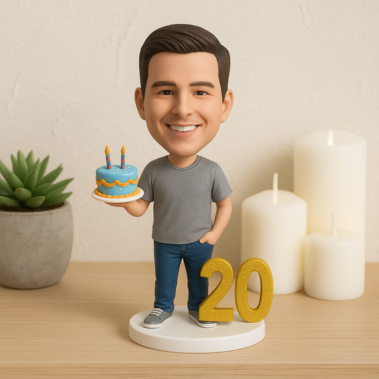 Custom Bobble Head Mini Figurine 20th Birthday Custom Bobblehead