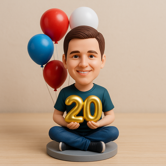 Custom Bobble Head Mini Figurine 20th Birthday Custom Bobblehead