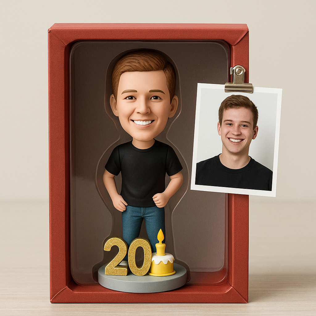 Custom Bobble Head Mini Figurine 20th Birthday Custom Bobblehead