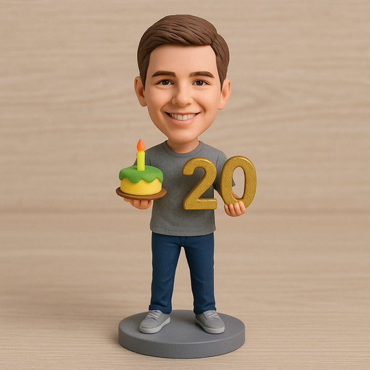 Custom Bobble Head Mini Figurine 20th Birthday Custom Bobblehead