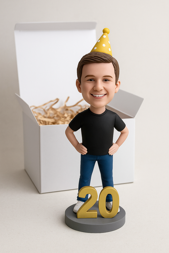Custom Bobble Head Mini Figurine 20th Birthday Custom Bobblehead