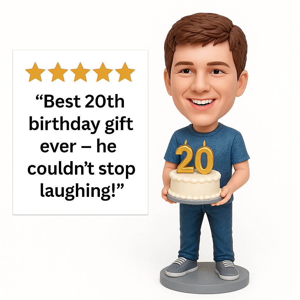 Custom Bobble Head Mini Figurine 20th Birthday Custom Bobblehead