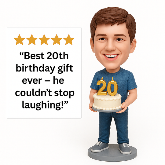 Custom Bobble Head Mini Figurine 20th Birthday Custom Bobblehead