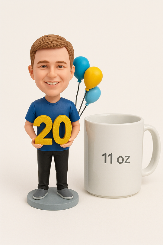 Custom Bobble Head Mini Figurine 20th Birthday Custom Bobblehead