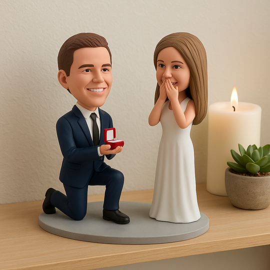 Custom Proposal Bobblehead – Guy Kneeling & Proposing Figurine