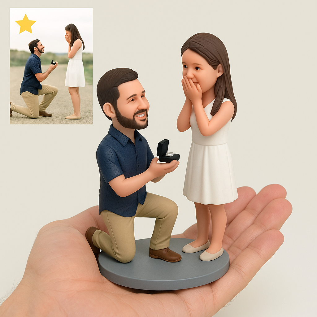 Custom Proposal Bobblehead – Guy Kneeling & Proposing Figurine