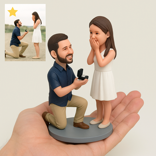 Custom Proposal Bobblehead – Guy Kneeling & Proposing Figurine