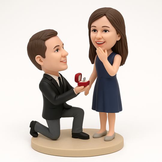 Custom Proposal Bobblehead – Guy Kneeling & Proposing Figurine