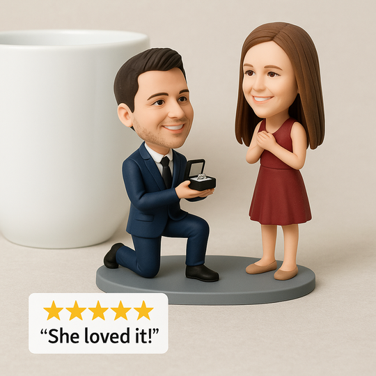 Custom Proposal Bobblehead – Guy Kneeling & Proposing Figurine