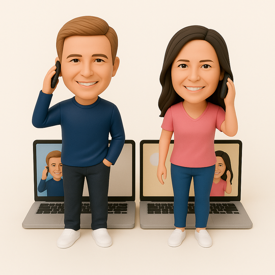 Custom Bobble Head Mini Figurine Long-Distance Reunited
