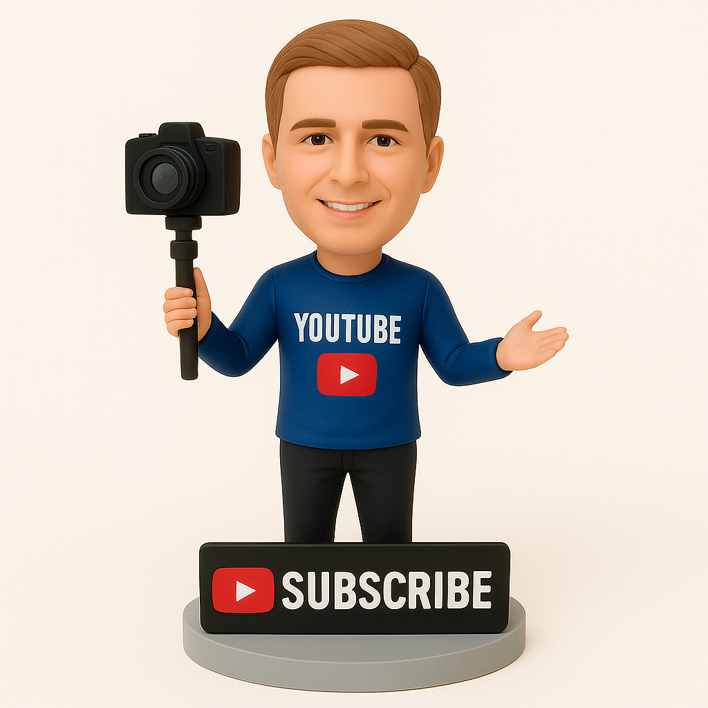 Custom YouTuber Bobblehead – Personalized Figurine Gift for Content Creators, Streamers & Fans