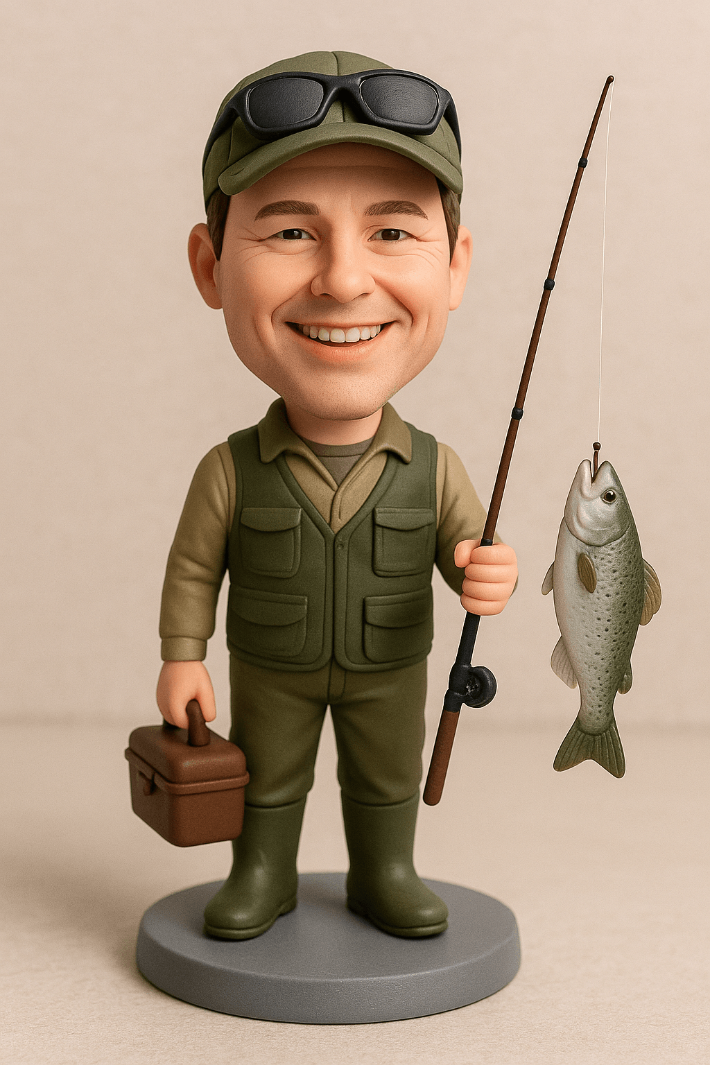 Custom Bobble Head Mini Figurine Fishing Lover Customized