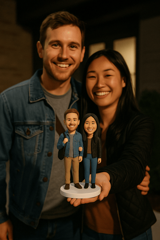 Custom Bobble Head Mini Figurine Long-Distance Reunited