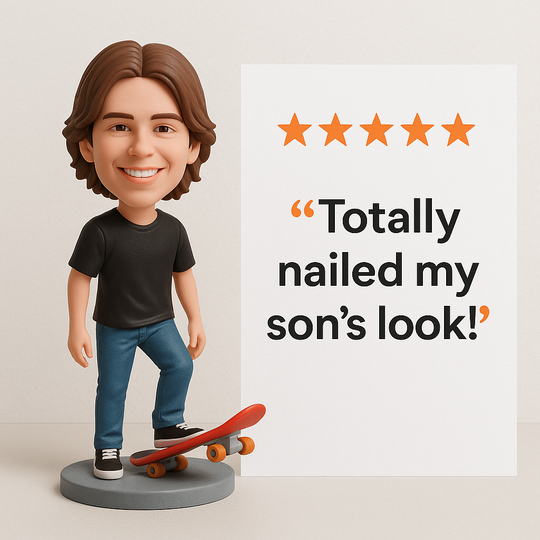 Custom Skateboarder Bobblehead – Personalized Skater Figurine Gift