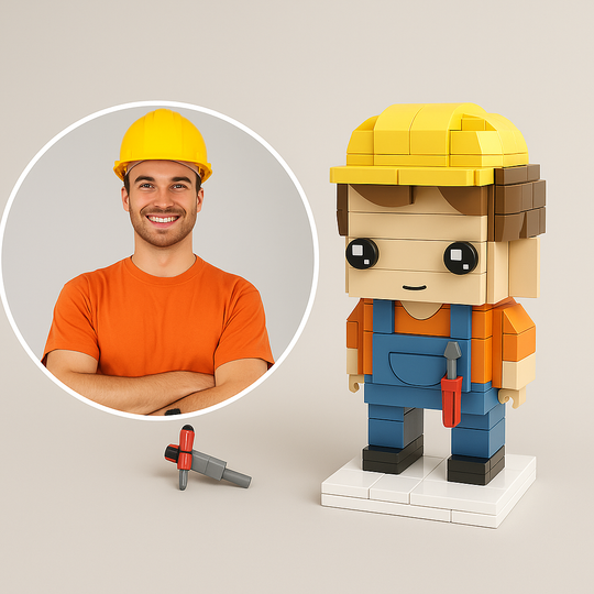 Custom Electrician Brick Figurine – Personalized Tradesman Mini Figure | Gift for Electricians, Technicians & Engineers