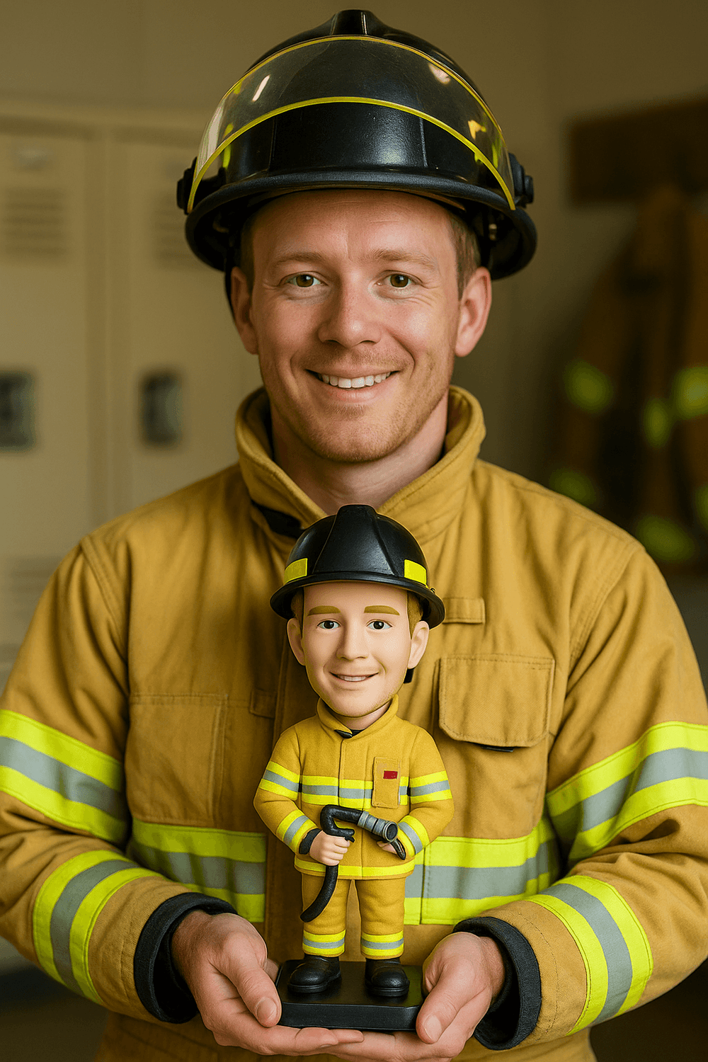 Custom Bobble Head Mini Figurine Fire Fighter Fireman Customized