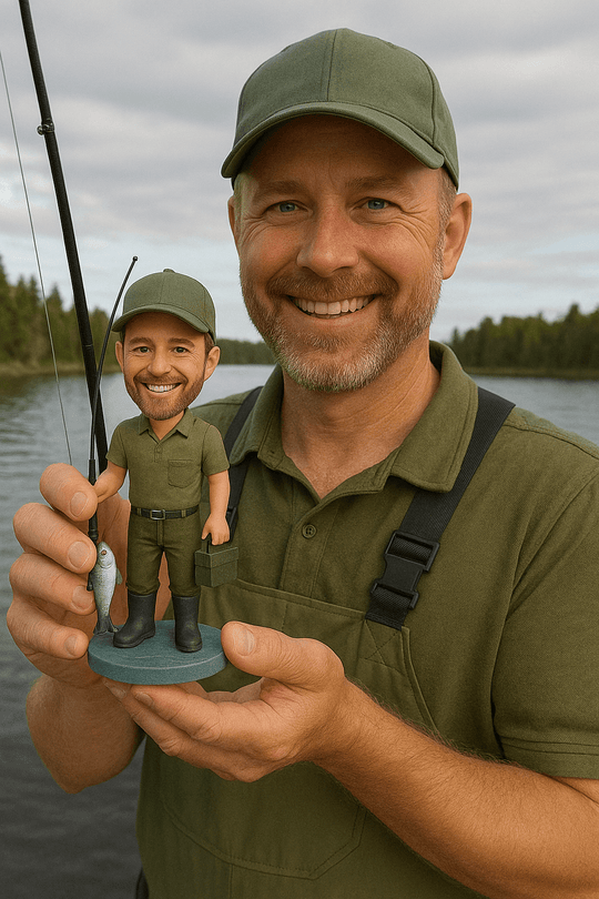 Custom Bobble Head Mini Figurine Fishing Lover Customized