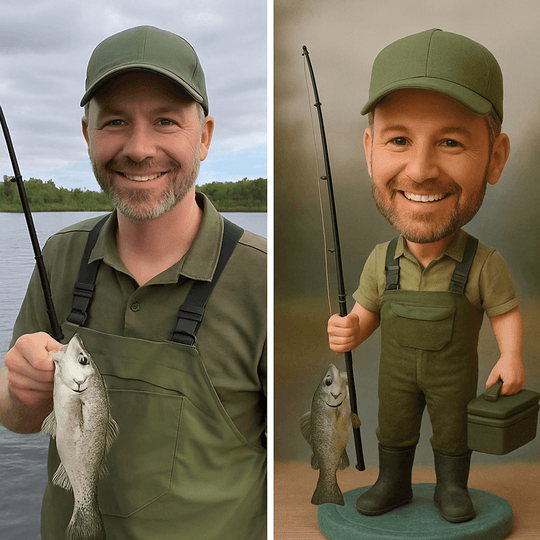 Custom Bobble Head Mini Figurine Fishing Lover Customized