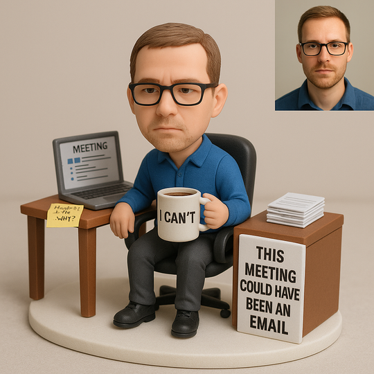 Custom Office Bobblehead – “This Meeting Could Have Been an Email” | Funny Workplace Gift for Coworkers & Bosses