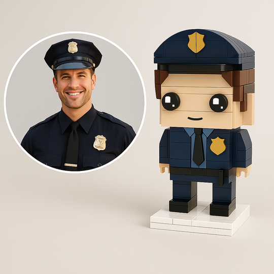 Custom Police Brick Figurine – Personalized Officer Mini Figure | Gift for Police, Law Enforcement & Everyday Heroes