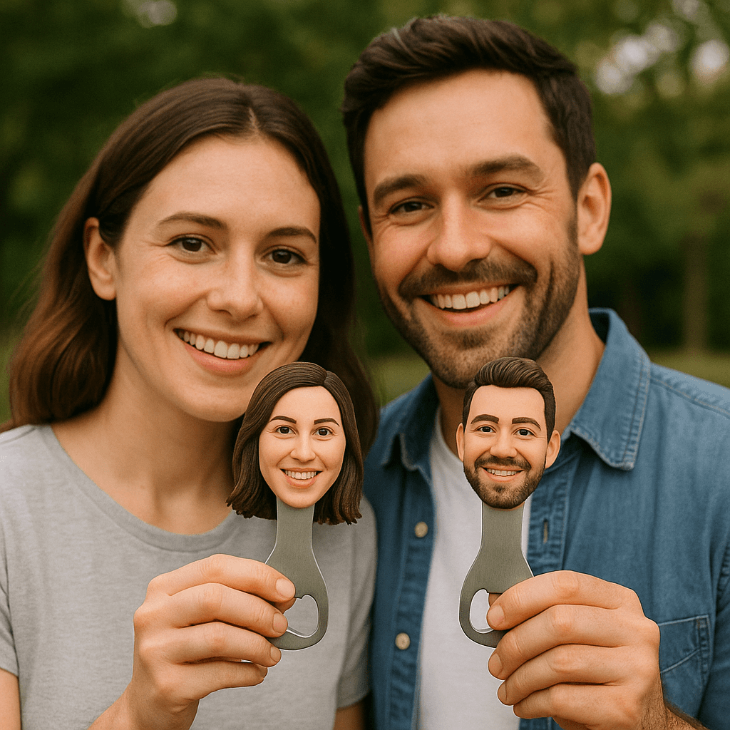 Custom Head Mini Figurine Wedding Bridesman Bridesmaid Groomsmen Groomswomen Set Personalized Face Bottle Opener