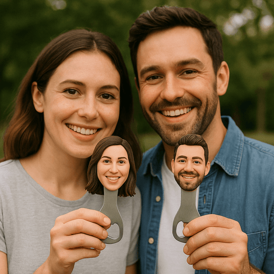 Custom Head Mini Figurine Wedding Bridesman Bridesmaid Groomsmen Groomswomen Set Personalized Face Bottle Opener