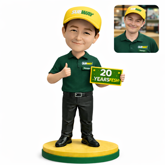 Custom Subway Farewell Bobblehead – Personalized Sandwich Artist Gift for Retirement, Goodbye & Crew Appreciation