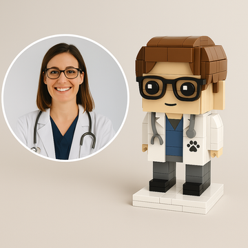 Custom Veterinarian Brick Figurine – Personalized Vet Mini Figure | Gift for Animal Lovers, Pet Doctors & Veterinary Students