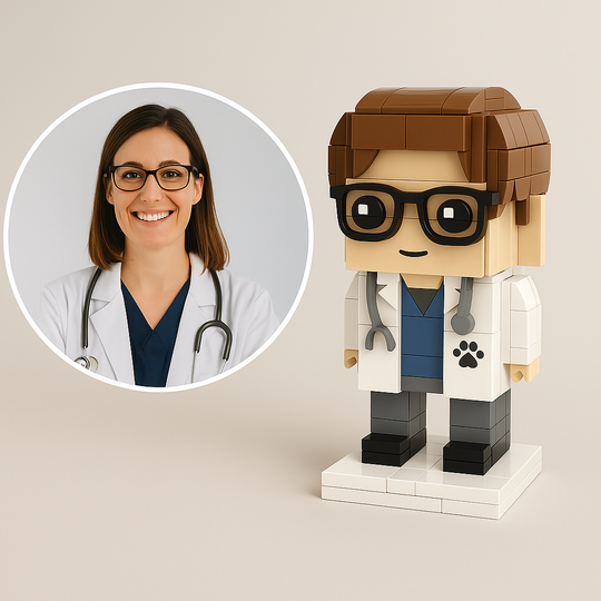 Custom Veterinarian Brick Figurine – Personalized Vet Mini Figure | Gift for Animal Lovers, Pet Doctors & Veterinary Students