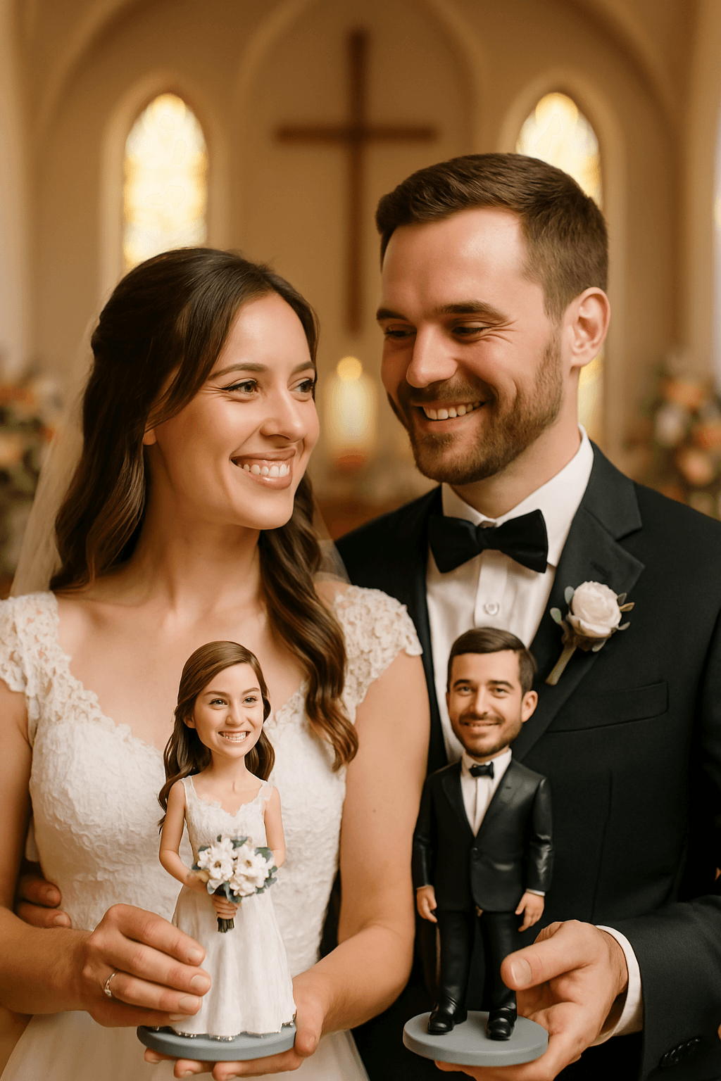 Custom Bobble Head Mini Figurine Wedding Couple Customized wedding cake topper