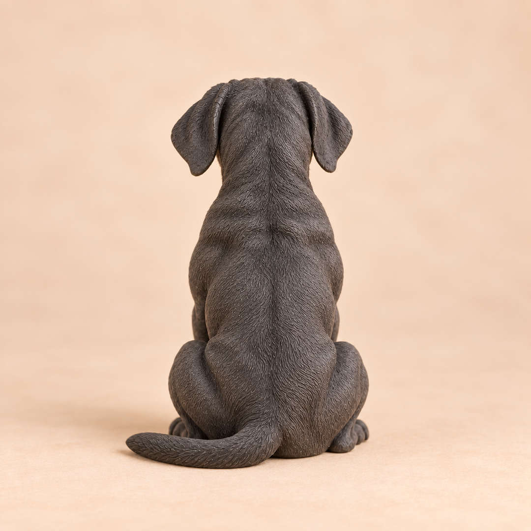 Illustrative rear view of a custom Cane Corso polymer clay figurine.