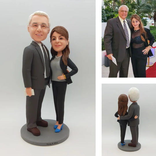 Personalised Formally dressed older couple in dark suit and blazer Figurines; example sculpture