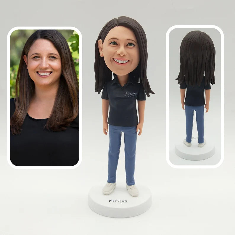 Personalised Black Polo Shirt and Blue Jeans Figurine; example sculpture