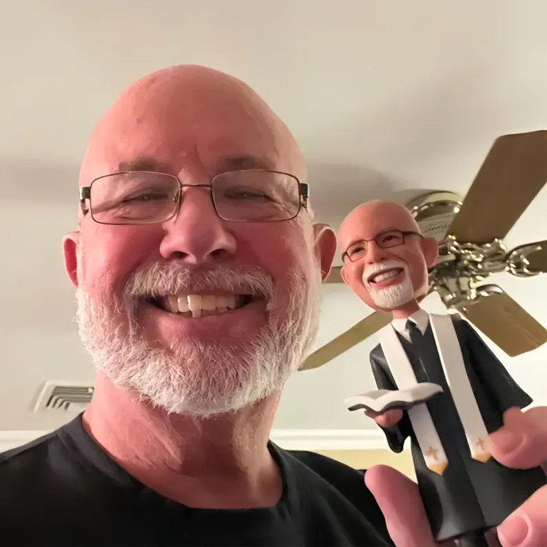Example of the custom figurine design; personalised from customer reference photos