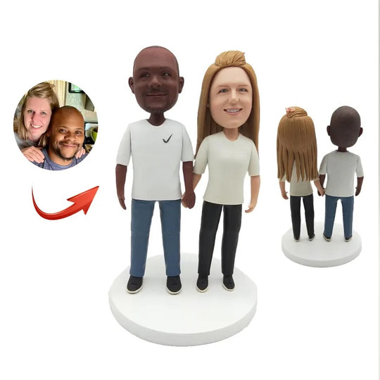 Personalised Couple in white tops Figurines; example sculpture