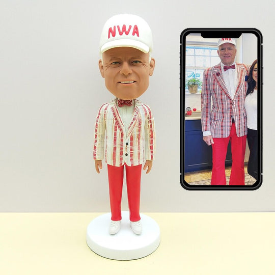 Personalised Striped Jacket and Red Trousers Figurine; example sculpture